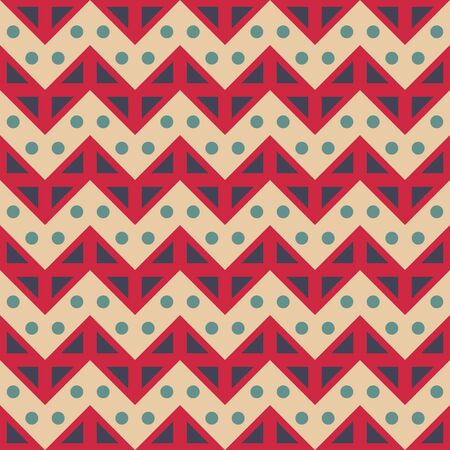 Vector modern seamless colorful geometry chevron lines pattern, color red blue, abstract geometric background, trendy multicolored print, retro texture, hipster fashion designのイラスト素材