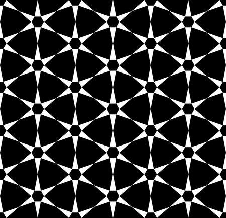 Vector modern seamless sacred geometry pattern, black and white abstract geometric background, pillow print, monochrome retro texture, hipster fashion designのイラスト素材