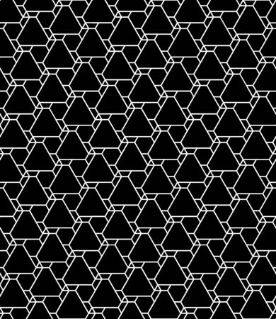 Vector modern seamless geometry pattern futuristic, black and white abstract geometric background, pillow print, monochrome retro texture, hipster fashion designのイラスト素材