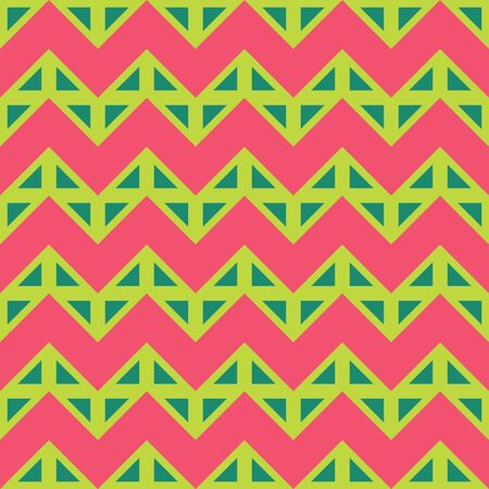 Vector modern seamless colorful geometry chevron lines pattern, color pink, green abstract geometric background, trendy multicolored print, retro texture, hipster fashion designのイラスト素材