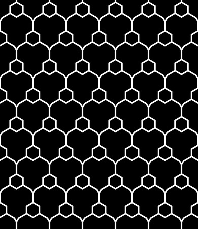 Vector modern seamless geometry pattern hex, black and white abstract geometric background, pillow print, monochrome retro texture, hipster fashion designのイラスト素材