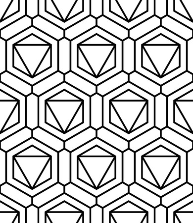 Vector modern seamless sacred geometry pattern, black and white abstract geometric background, pillow print, monochrome retro texture, hipster fashion designのイラスト素材