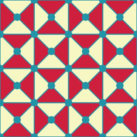 Vector modern seamless colorful geometry triangles dots pattern, color red white abstract geometric background, pillow multicolored print, retro texture, hipster fashion designのイラスト素材