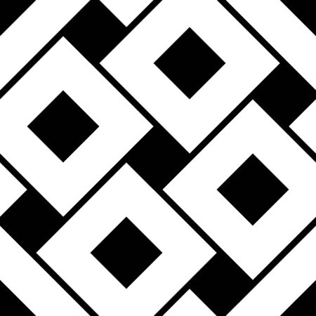 Vector modern seamless geometry pattern squares, black and white abstract geometric background, pillow print, monochrome retro texture, hipster fashion designのイラスト素材