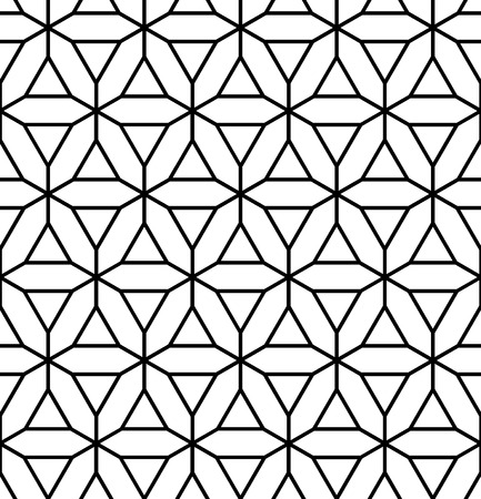 Vector modern seamless geometry pattern flower of life, black and white abstract geometric background, pillow print, monochrome retro texture, hipster fashion designのイラスト素材