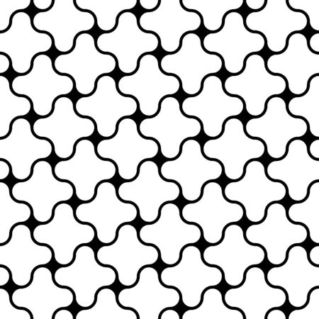 Vector modern seamless geometry pattern jigsaw, black and white abstract geometric background, pillow print, monochrome retro texture, hipster fashion designのイラスト素材