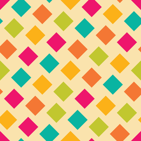 Vector modern seamless colorful geometry square pattern, color abstract geometric background, pillow multicolored print, retro texture, hipster fashion designのイラスト素材