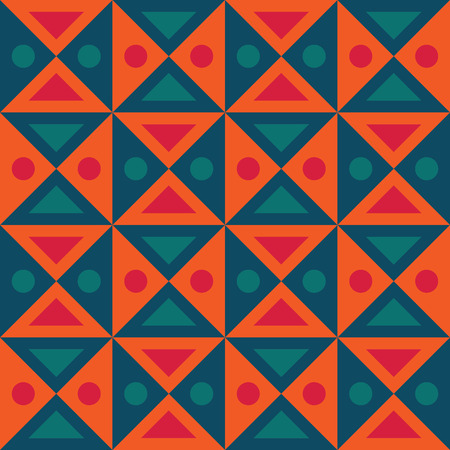 Vector modern seamless colorful geometry triangles dots pattern, color abstract geometric background, pillow multicolored print, retro texture, hipster fashion designのイラスト素材