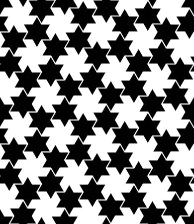 Vector modern seamless geometry pattern stars, black and white abstract geometric background, pillow print, monochrome retro texture, hipster fashion designのイラスト素材