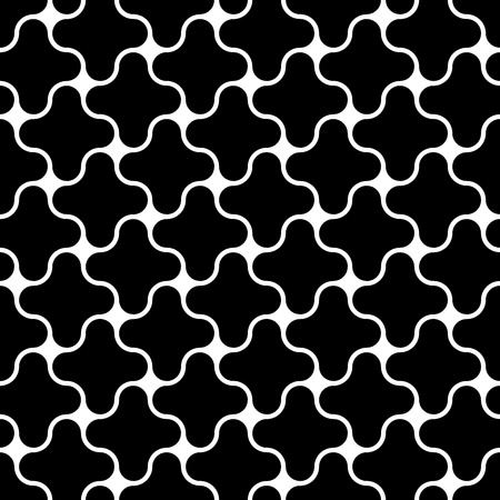 Vector modern seamless geometry pattern jigsaw, black and white abstract geometric background, pillow print, monochrome retro texture, hipster fashion designのイラスト素材