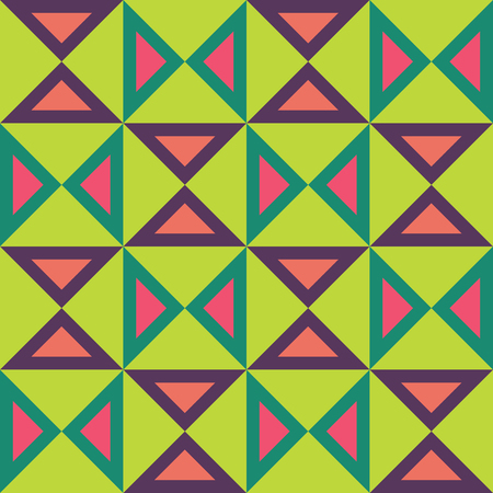 Vector modern seamless colorful geometry triangles pattern, color abstract geometric background, pillow multicolored print, retro texture, hipster fashion designのイラスト素材