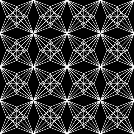 Vector modern seamless  sacred geometry pattern polygon , black and white abstract geometric background, pillow print, monochrome retro texture, hipster fashion designのイラスト素材