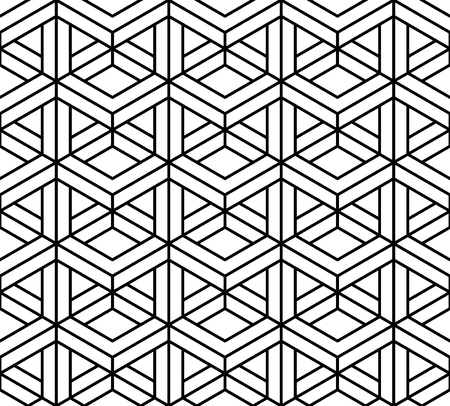Vector modern seamless sacred geometry pattern 3d, black and white abstract geometric background, pillow print, monochrome retro texture, hipster fashion designのイラスト素材
