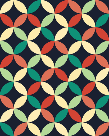 Vector modern seamless colorful geometry overlapping circles pattern, color abstract geometric background, pillow multicolored print, retro texture, hipster fashion designのイラスト素材
