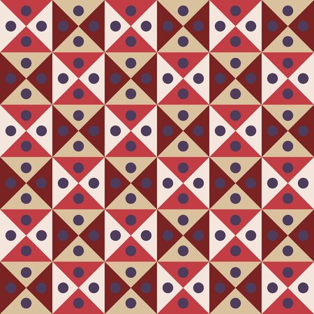Vector modern seamless colorful geometry triangles dots pattern, color abstract geometric background, pillow multicolored print, retro texture, hipster fashion designのイラスト素材