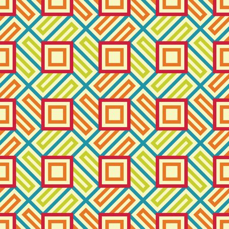 Vector modern seamless colorful geometry square pattern, color abstract geometric background, pillow multicolored print, retro texture, hipster fashion designのイラスト素材