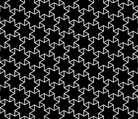 Vector modern seamless geometry pattern stars, black and white abstract geometric background, pillow print, monochrome retro texture, hipster fashion designのイラスト素材