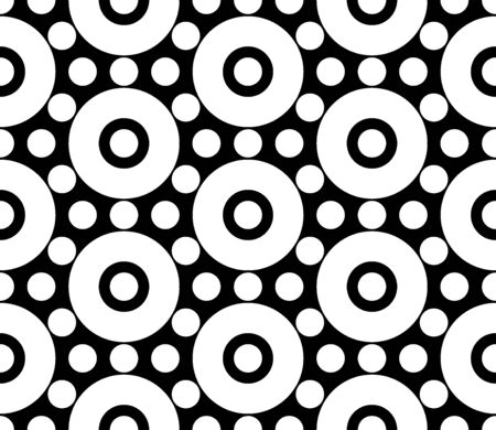 Vector modern seamless geometry pattern circles, black and white abstract geometric background, pillow print, monochrome retro texture, hipster fashion designのイラスト素材