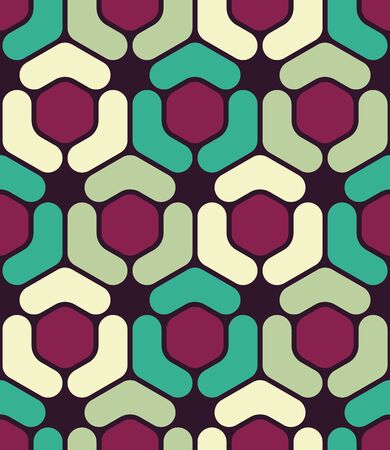 Vector modern seamless colorful geometry hexagon pattern, color abstract geometric background, pillow multicolored print, retro texture, hipster fashion designのイラスト素材