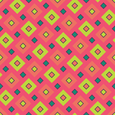 Vector modern seamless colorful geometry square pattern, color abstract geometric background, pillow multicolored print, retro texture, hipster fashion designのイラスト素材