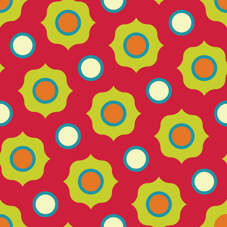 Vector modern seamless colorful geometry circle pattern, color abstract geometric background, pillow multicolored print, retro texture, hipster fashion designのイラスト素材