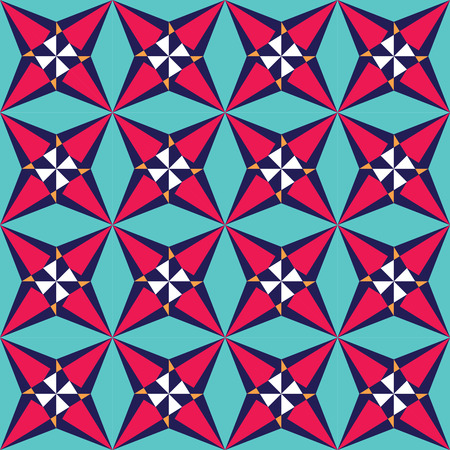 Vector modern seamless colorful geometry star pattern, color abstract geometric background, pillow multicolored print, retro texture, hipster fashion designのイラスト素材