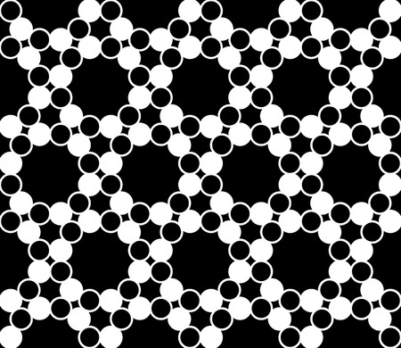 Vector modern seamless sacred geometry pattern circles, black and white abstract geometric background, pillow print, monochrome retro texture, hipster fashion designのイラスト素材