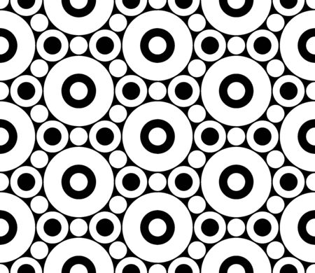 Vector modern seamless geometry pattern circles, black and white abstract geometric background, pillow print, monochrome retro texture, hipster fashion designのイラスト素材