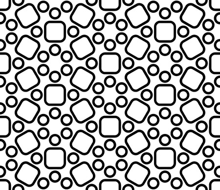 Vector modern seamless sacred geometry pattern circles, black and white abstract geometric background, pillow print, monochrome retro texture, hipster fashion designのイラスト素材