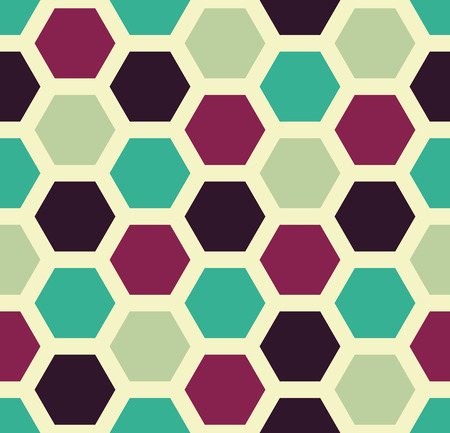 Vector modern seamless colorful geometry hexagon pattern, color abstract geometric background, pillow multicolored print, retro texture, hipster fashion designのイラスト素材
