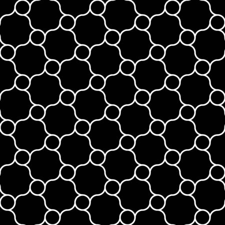 Vector modern seamless geometry pattern dots , black and white abstract geometric background, pillow print, monochrome retro texture, hipster fashion designのイラスト素材