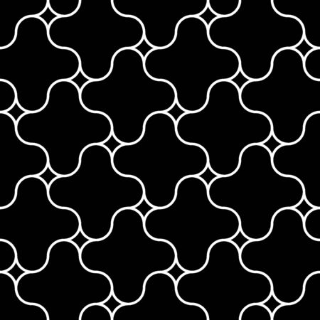 Vector modern seamless geometry pattern jigsaw, black and white abstract geometric background, pillow print, monochrome retro texture, hipster fashion designのイラスト素材