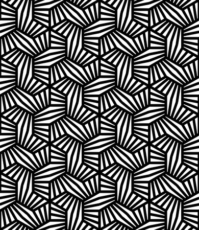 Vector modern seamless geometry pattern hexagon lines, black and white abstract geometric background, pillow print, monochrome retro texture, hipster fashion designのイラスト素材
