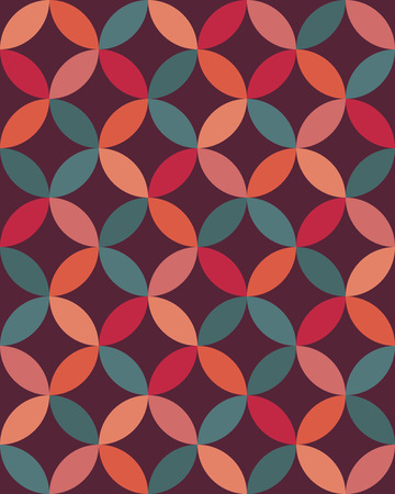 Vector modern seamless colorful geometry overlapping circles pattern, color abstract geometric background, pillow multicolored print, retro texture, hipster fashion designのイラスト素材