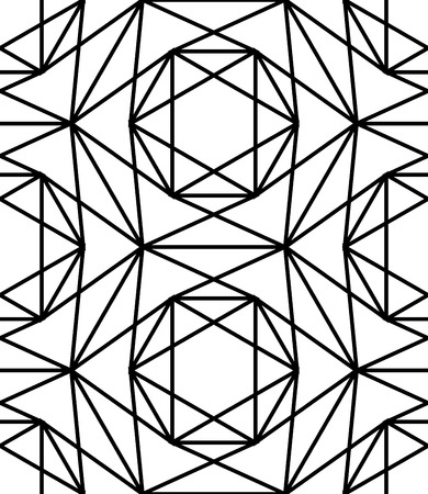 Vector modern seamless sacred geometry pattern star, black and white abstract geometric background, pillow print, monochrome retro texture, hipster fashion designのイラスト素材