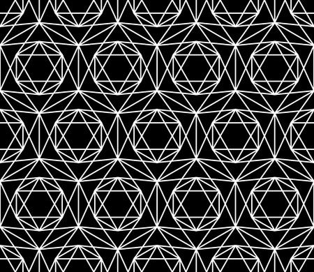 Vector modern seamless sacred geometry pattern star, black and white abstract geometric background, pillow print, monochrome retro texture, hipster fashion designのイラスト素材