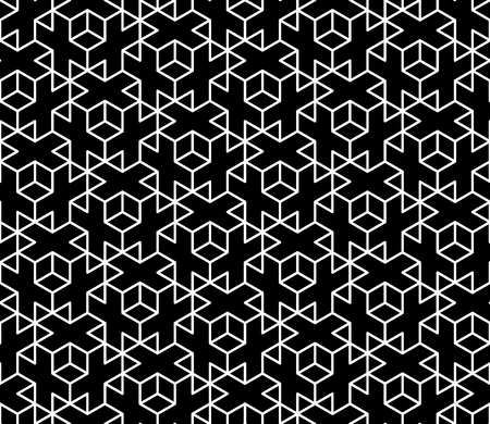 Vector modern seamless sacred geometry pattern 3d, black and white abstract geometric background, pillow print, monochrome retro texture, hipster fashion designのイラスト素材