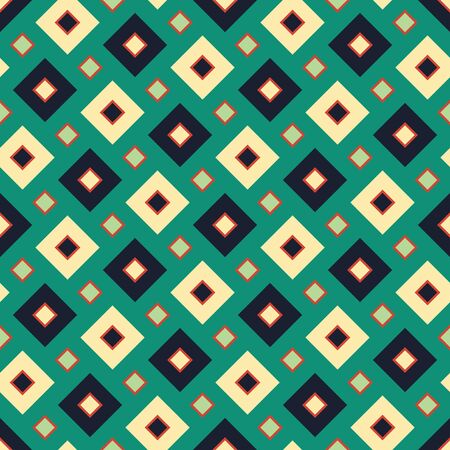 Vector modern seamless colorful geometry square pattern, color abstract geometric background, pillow multicolored print, retro texture, hipster fashion designのイラスト素材