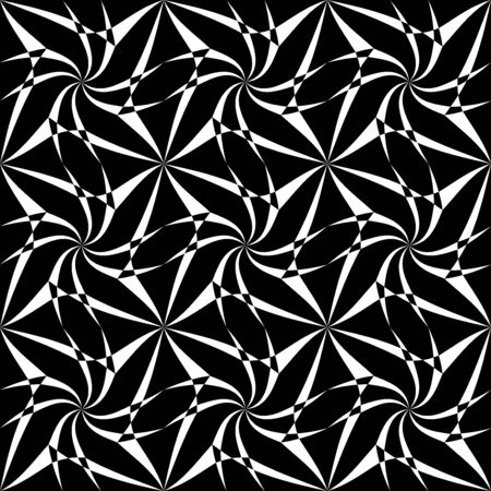 Vector modern seamless geometry pattern trippy, black and white abstract geometric background, pillow print, monochrome retro texture, hipster fashion designのイラスト素材