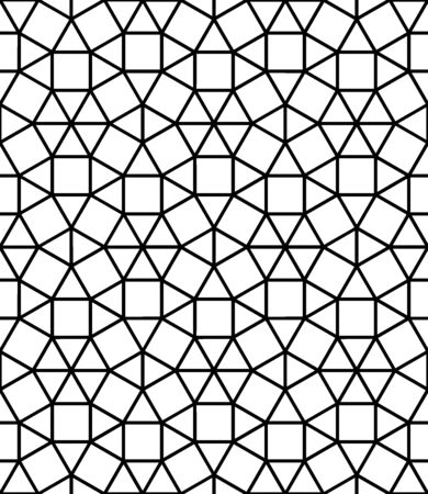 Vector modern seamless sacred geometry pattern mosaic, black and white abstract geometric background, pillow print, monochrome retro texture, hipster fashion designのイラスト素材