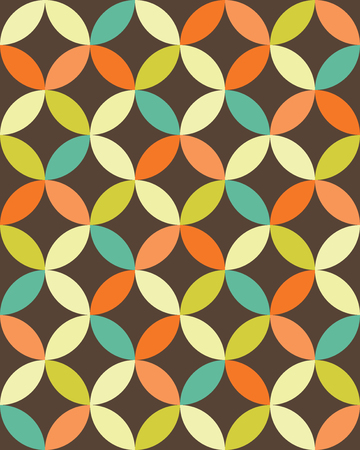 Vector modern seamless colorful geometry overlapping circles pattern, color abstract geometric background, pillow multicolored print, retro texture, hipster fashion designのイラスト素材