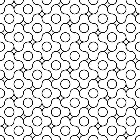 Vector modern seamless geometry pattern jigsaw, black and white abstract geometric background, pillow print, monochrome retro texture, hipster fashion designのイラスト素材
