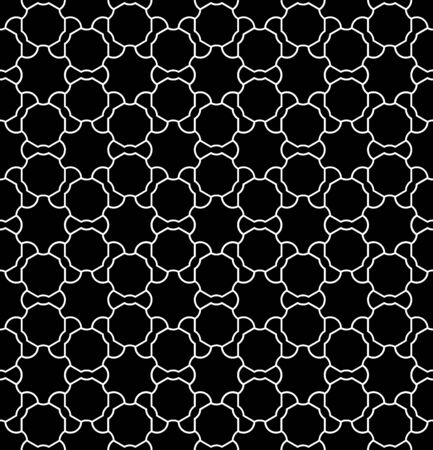 Vector modern seamless geometry pattern atom, black and white abstract geometric background, pillow print, monochrome retro texture, hipster fashion designのイラスト素材