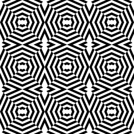 Vector modern seamless geometry pattern trippy, black and white abstract geometric background, pillow print, monochrome retro texture, hipster fashion designのイラスト素材