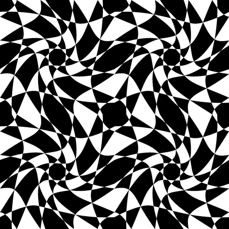 Vector modern seamless geometry pattern trippy, black and white abstract geometric background, pillow print, monochrome retro texture, hipster fashion designのイラスト素材