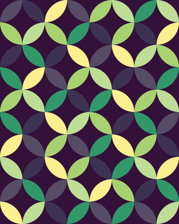 Vector modern seamless colorful geometry overlapping circles pattern, color abstract geometric background, pillow multicolored print, retro texture, hipster fashion designのイラスト素材