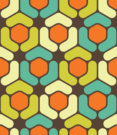 Vector modern seamless colorful geometry hexagon pattern, color abstract geometric background, pillow multicolored print, retro texture, hipster fashion designのイラスト素材