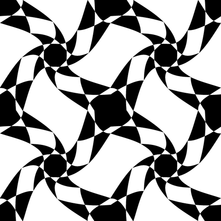 Vector modern seamless geometry pattern trippy, black and white abstract geometric background, pillow print, monochrome retro texture, hipster fashion designのイラスト素材