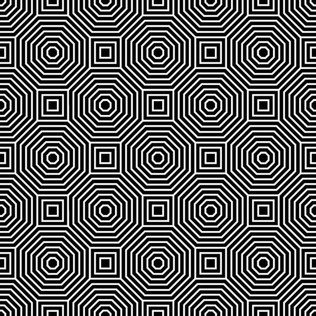 Vector modern seamless geometry pattern, black and white abstract geometric background, pillow print, monochrome retro texture, hipster fashion designのイラスト素材