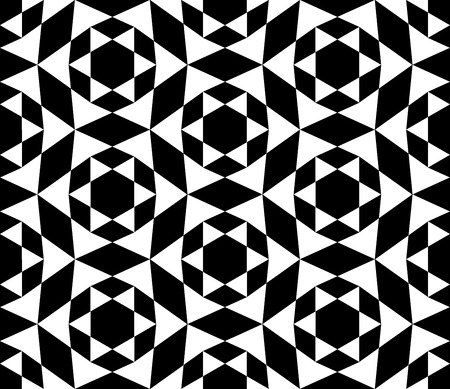 Vector modern seamless sacred geometry pattern star, black and white abstract geometric background, pillow print, monochrome retro texture, hipster fashion designのイラスト素材